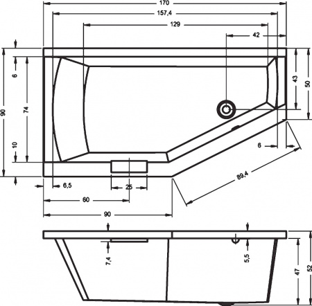 ��������� ����� Riho Geta 170x90 R