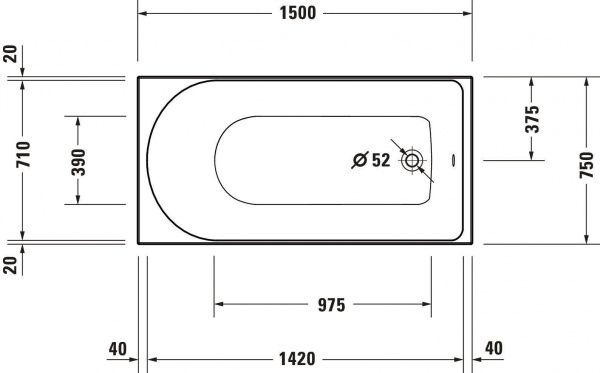 ��������� ����� Duravit D-Neo 150x75