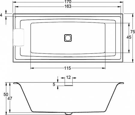 ��������� ����� Riho Still Square 170x75 ����������� �����