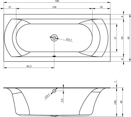 ��������� ����� Riho Linares 180x80 R