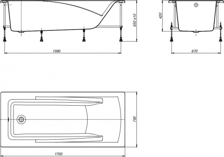 ��������� ����� Roca Hall 170x75 + ��������� ��� ����� � �����