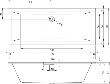 ��������� ����� Riho Rething Cubic BD9500500000000 R, 190x80