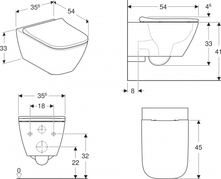 ��������  ������� ����������� ��� �������� Geberit Duofix ���������� 458.125.21.1 4 � 1 � ������� ����� + ������ ��������� Geberit Smyle Square