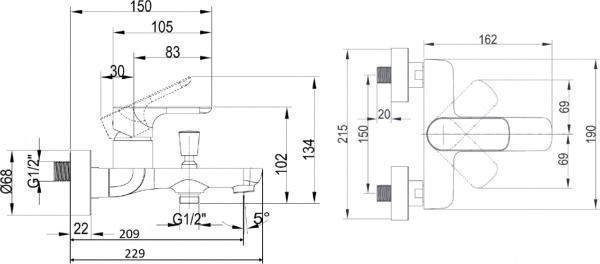 ��������� Villeroy & Boch O.novo TVT10400100061 ��� ����� � �����