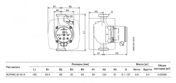 �������������� ����� Grundfos Alpha2 25-40 � 180
