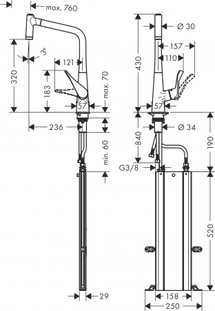 ��������� Hansgrohe Metris M71 73801800 ��� �������� �����, �����