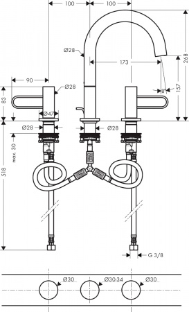 ��������� Axor Uno 38054820 ��� ��������, ����������� ������