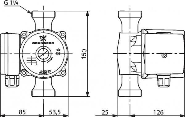 �������������� ����� Grundfos UP 20-45 N 150