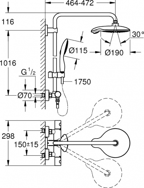 ������� ������ Grohe Euphoria Power&Soul System 190