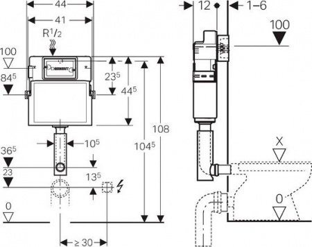 ������� ����� �������� ������� Geberit UP 100 109.100.00.1 ��� ��������, � �������
