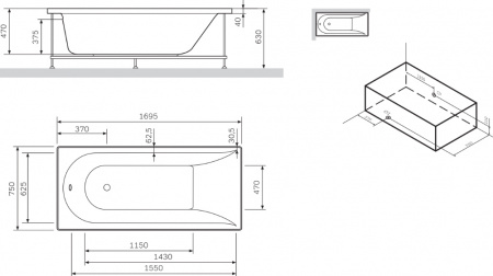 ��������� ����� AM.PM Spirit V2.0 W72A-170-075W-A2 170x75 � �������� + ������ �� ����� + ���������� AM.PM �� 30 ���� �������� �� �����������