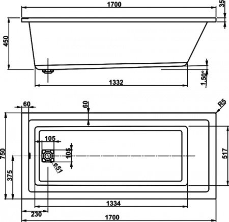 ��������� ����� Vagnerplast Cavallo 170x75 ������ �����
