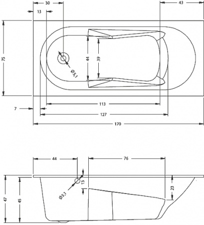 ��������� ����� Riho Bathtubs Lazy 170�75 L