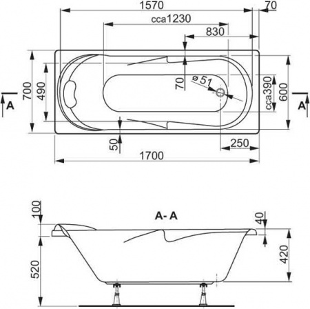 ��������� ����� Vagnerplast Minerva 170x70 ������ �����