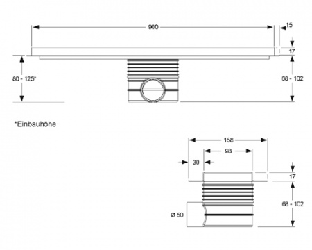 ������� ����� (����) ��������� ����� � �������� ��� ������ Mepa Duschrinne Fliese (900) 150327