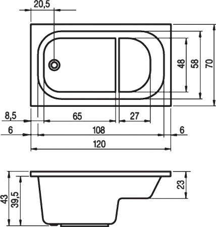 ��������� ����� Riho Petit 120x70