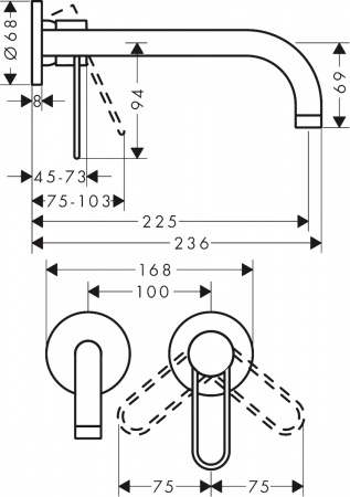 ��������� Axor Uno 38122820 ��� ��������, ����������� ������
