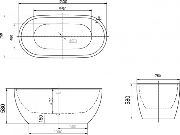 ��������� ����� Art&Max AM-218-1500-750 150x75