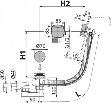 ����-������� AlcaPlast A564BLACK � ������� ����� �������