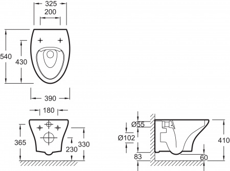 �������� ������ ��������� Jacob Delafon Nouvelle Vague EDJ102-00 + ������-������� � ����������� + ����������� Ideal Standard ProSys 120P R027767 + ������ ����� ����