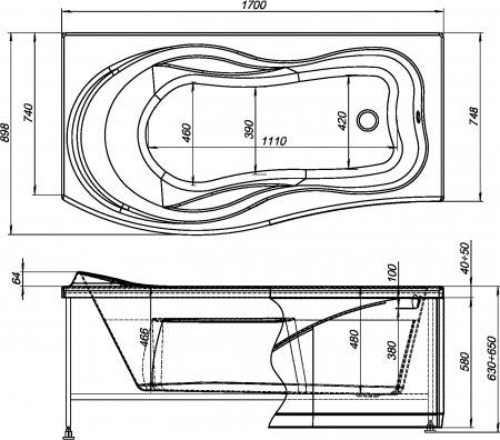 ��������� ����� Aquanet Borneo 00205286 170x90 L � ��������