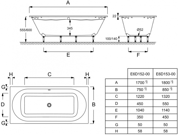     Jacob Delafon Odeon Rive Gauche E6D152-00 + -