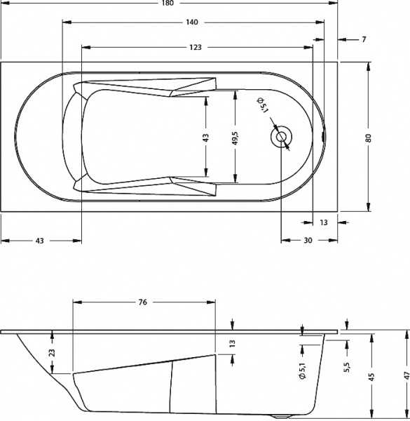 ��������� ����� Riho Bathtubs Lazy 180�80