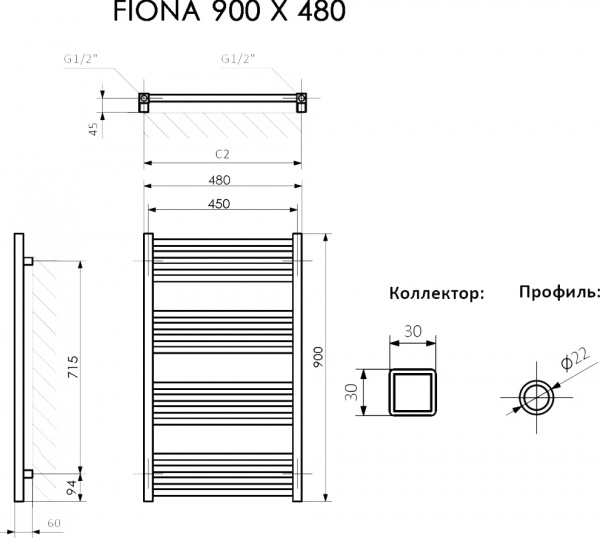 ����������������� ������������� Terma Fiona 48x90, ����� ���������