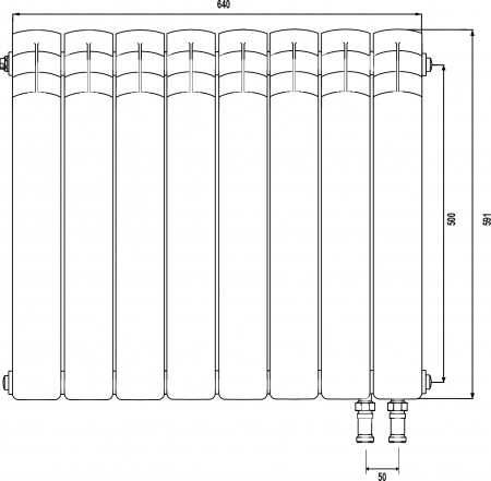 �������� ��������������� Royal Thermo Piano Forte 500 VDR silver satin, 8 ������, �����������