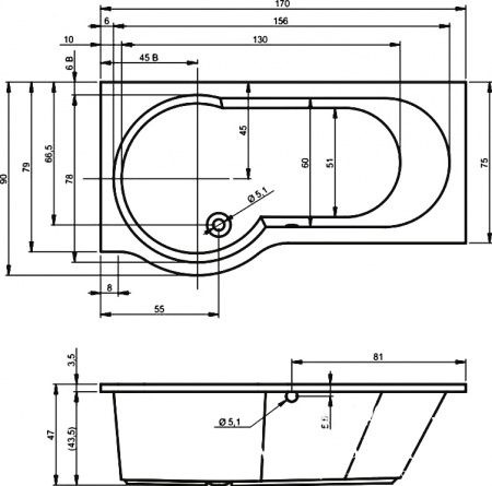 ��������� ����� Riho Dorado 170x90 R