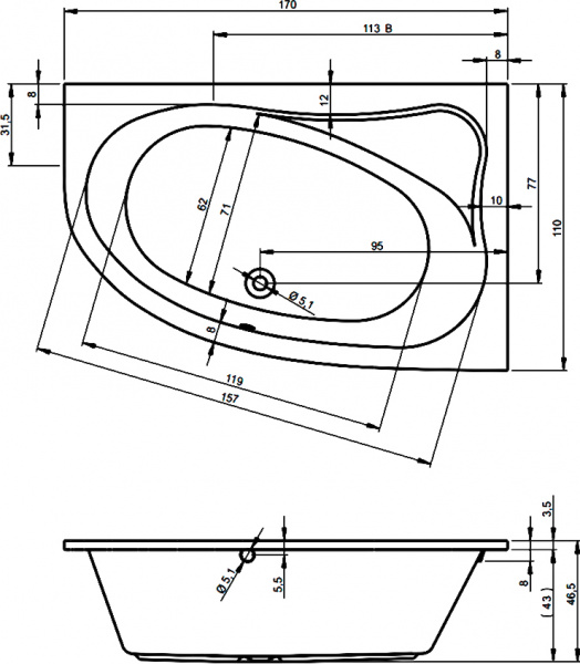 ��������� ����� Riho Lyra 170x110 L