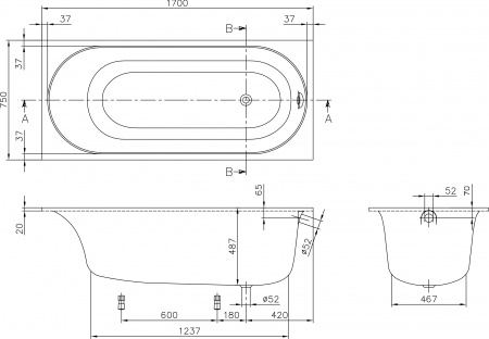 ��������� ����� Villeroy & Boch Cetus UBQ170CEU2V-01 170x75, ���������� �����
