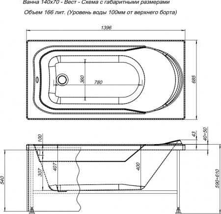 ��������� ����� Aquanet West 140x70