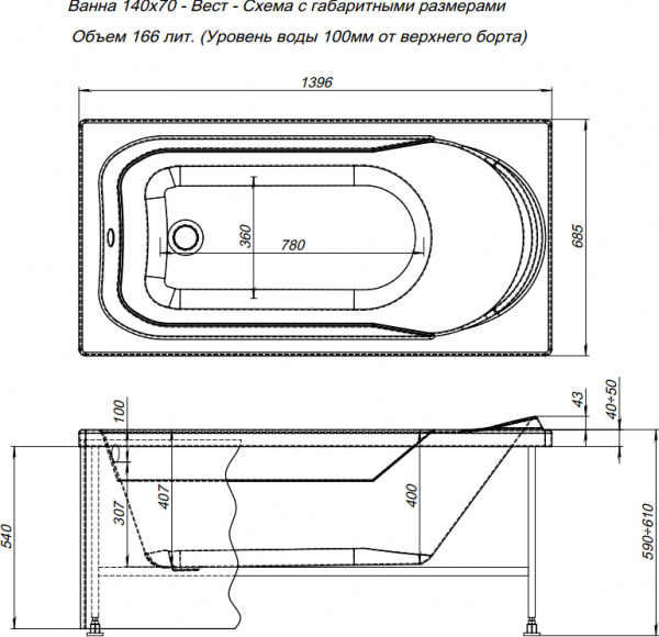 ��������� ����� Aquanet West 140x70