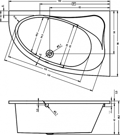 ��������� ����� Riho Lyra 140x90 L
