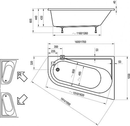 ��������� ����� Ravak Chrome CA61000000 160x105 R
