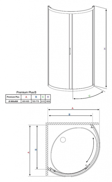 ������� ������ Radaway Premium Plus B 90x190 ���������� ������