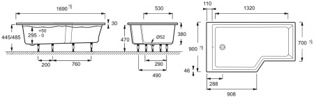��������� ����� Jacob Delafon Bain-Douche Neo 170x90 L + ����-�������