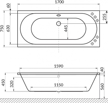 ��������� ����� Excellent Oceana WAEX.OCE17.ULTRA 170x75