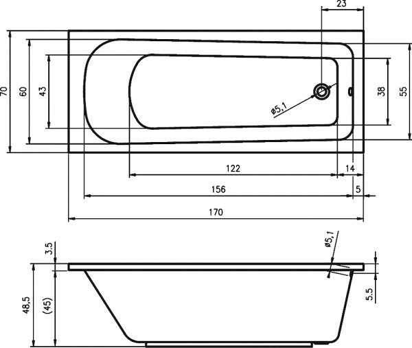 ��������� ����� Riho Orion 170x70