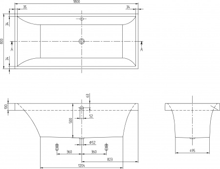 ��������� ����� Villeroy & Boch Squaro UBQ180SQR2V-01 180x80, ���������� �����