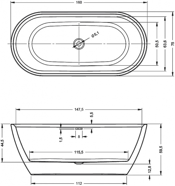 ��������� ����� Riho Inspire BD1010500000000 160�75, velvet white