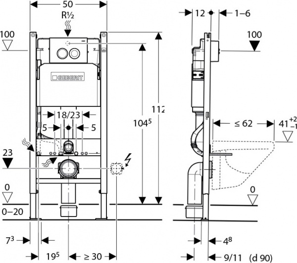     Bien Ion  +     Geberit Duofix Delta 458.124.21.1 3  1   