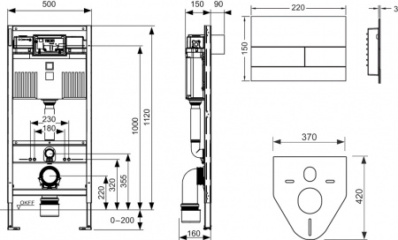 �������� ������ ��������� Duravit Viu 2511090000 ������������ + ������-������� � ����������� + ����������� TECE TECEprofil Uni 2.0 9300302 � ������� �����