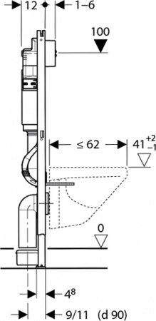 ��������  ������� ����������� ��� �������� Geberit Duofix Delta 458.124.21.1 3 � 1 � ������� ����� + ���� ��� ������� ���������� Roca Meridian 3462480