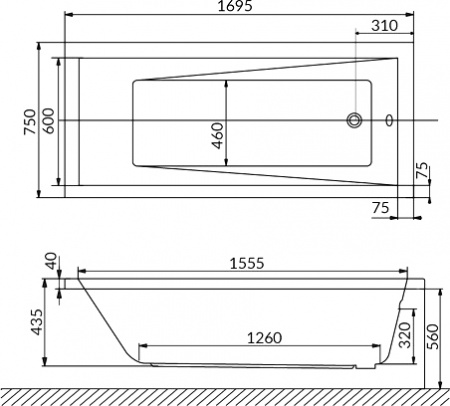 ��������� ����� Excellent Wave Slim WAEX.WAV170.75S.RELAX 170x75