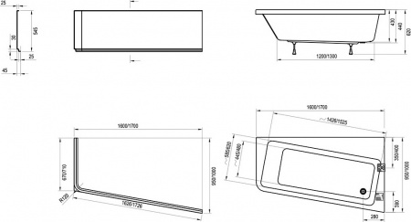 ��������� ����� Ravak 10� 160x95 R � �������