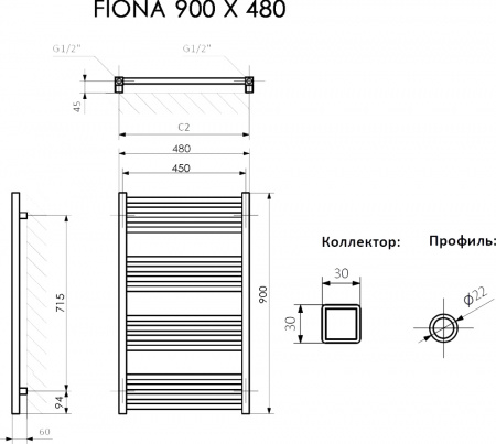 ����������������� ������������� Terma Fiona 48x90, ����� �������