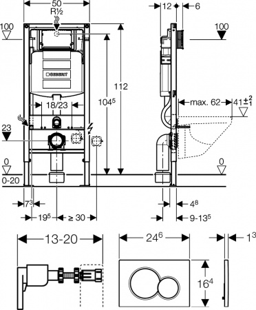 ��������  ������� ����������� ��� �������� Geberit Duofix UP320 111.300.00.5 + ������ ��������� Villeroy & Boch Venticello 4611RS01 ������������ + ���