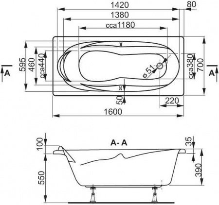 ��������� ����� Vagnerplast Kleopatra 160x70 ������ �����